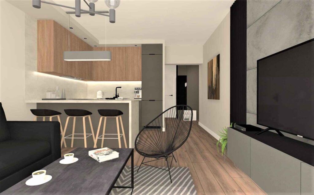 nowoczesny-salon-z-kuchnia-beton-drewno